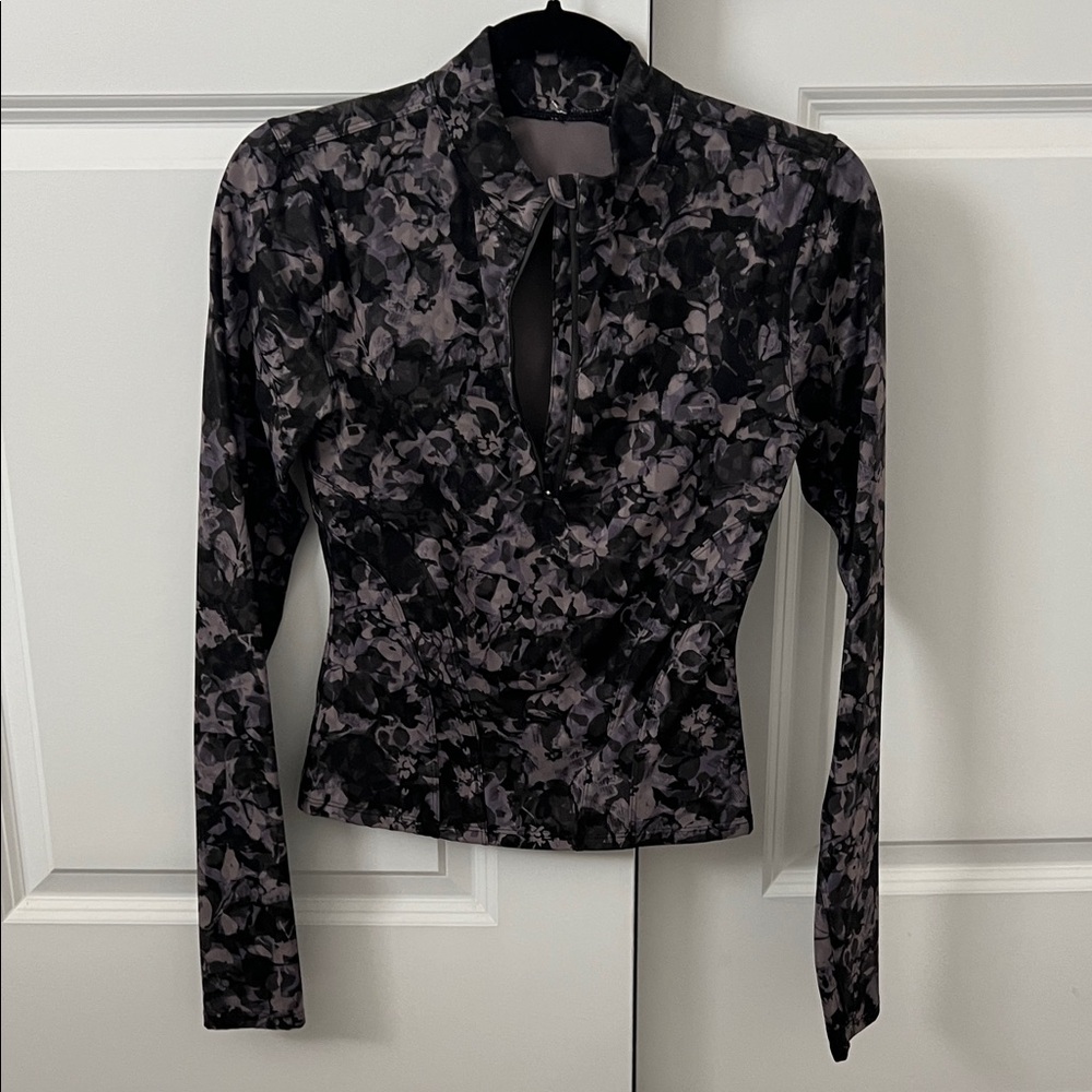 lululemon athletica Black and Purple Floral Long Sleeve Top